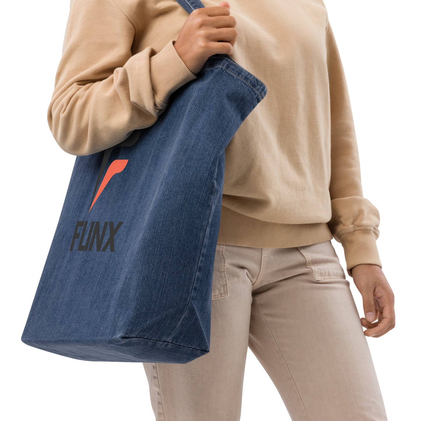 Organic denim tote bag